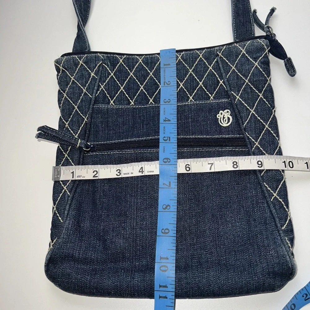Vera Bradley Denim Hipster Crossbody Purse Olivia Blue White Quilting Denim